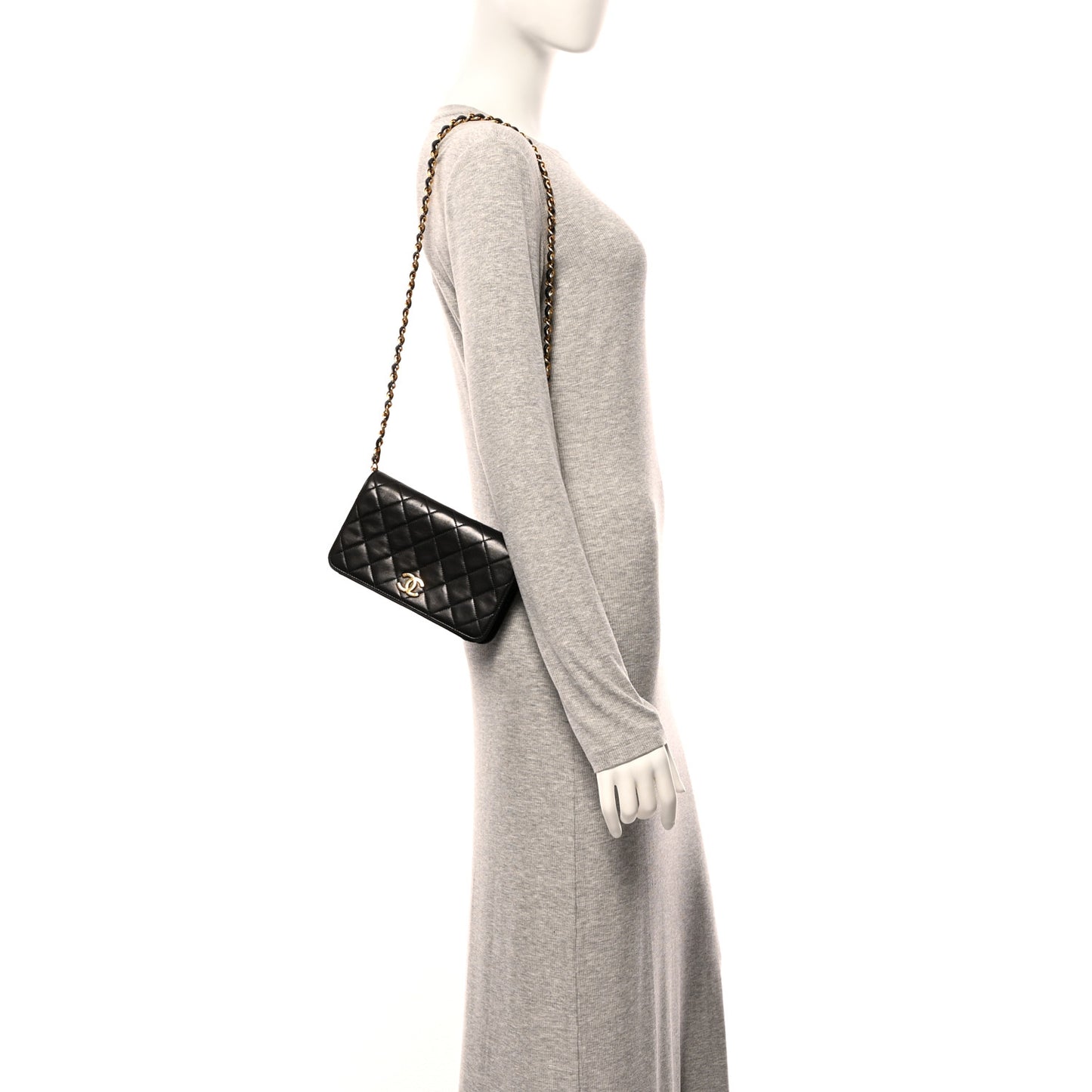 Lambskin Quilted Small Single Flap Black