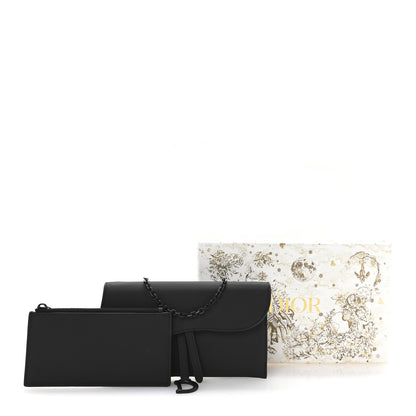 Christian Dior Ultra Matte Calfskin Saddle Chain Wallet Pouch Black 12 of 12