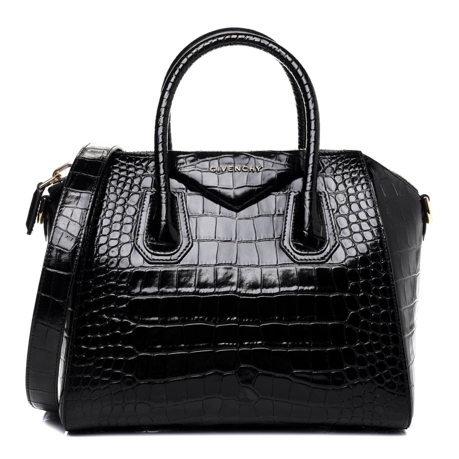 Givenchy Calfskin Crocodile Embossed Small Antigona Black 1 of 17