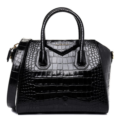 Givenchy Calfskin Crocodile Embossed Small Antigona Black 1 of 17
