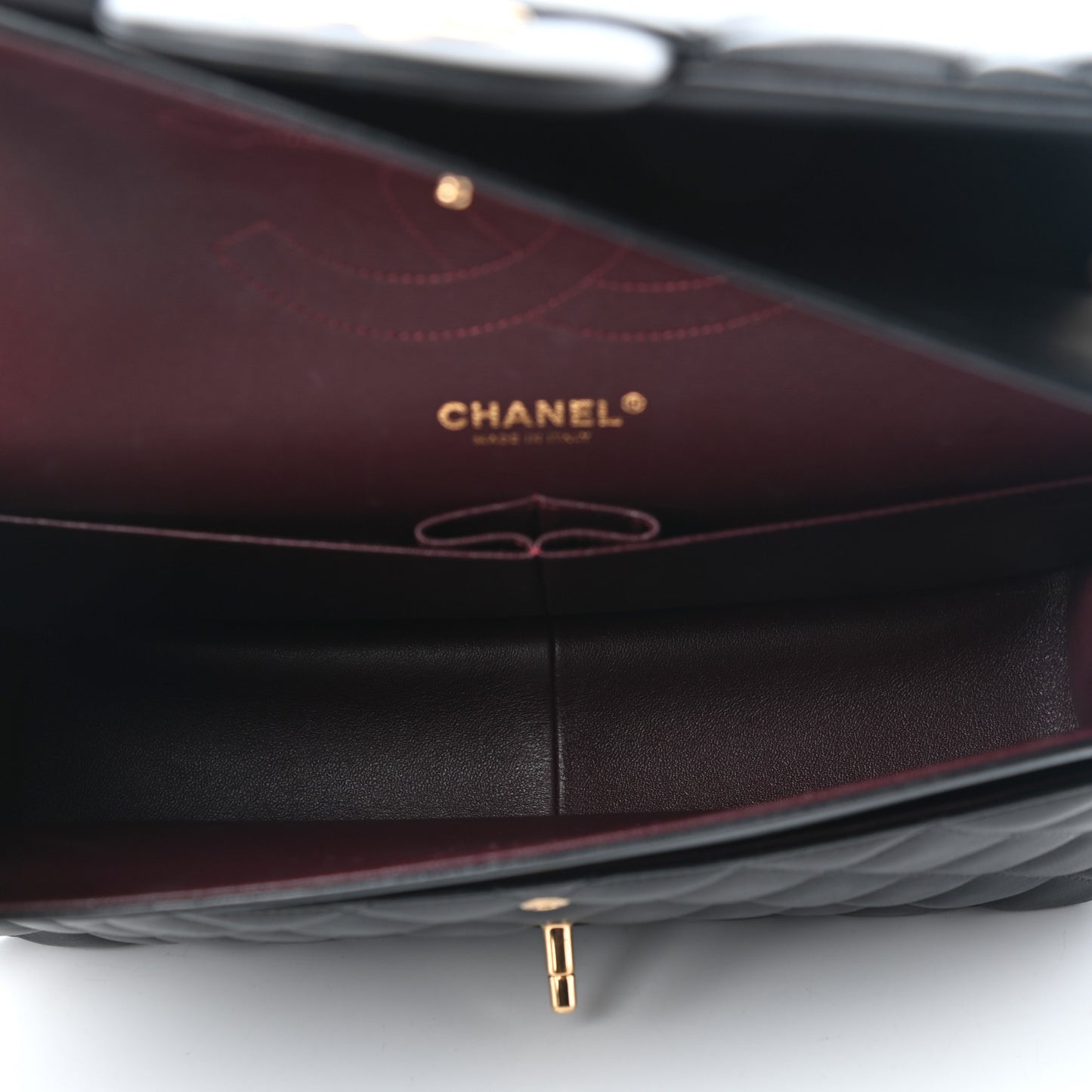 Lambskin Quilted Jumbo Double Flap Black