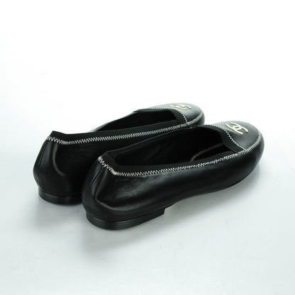 Chanel Lambskin Elastic Mocassin CC Flats 40.5 Black 4 of 8