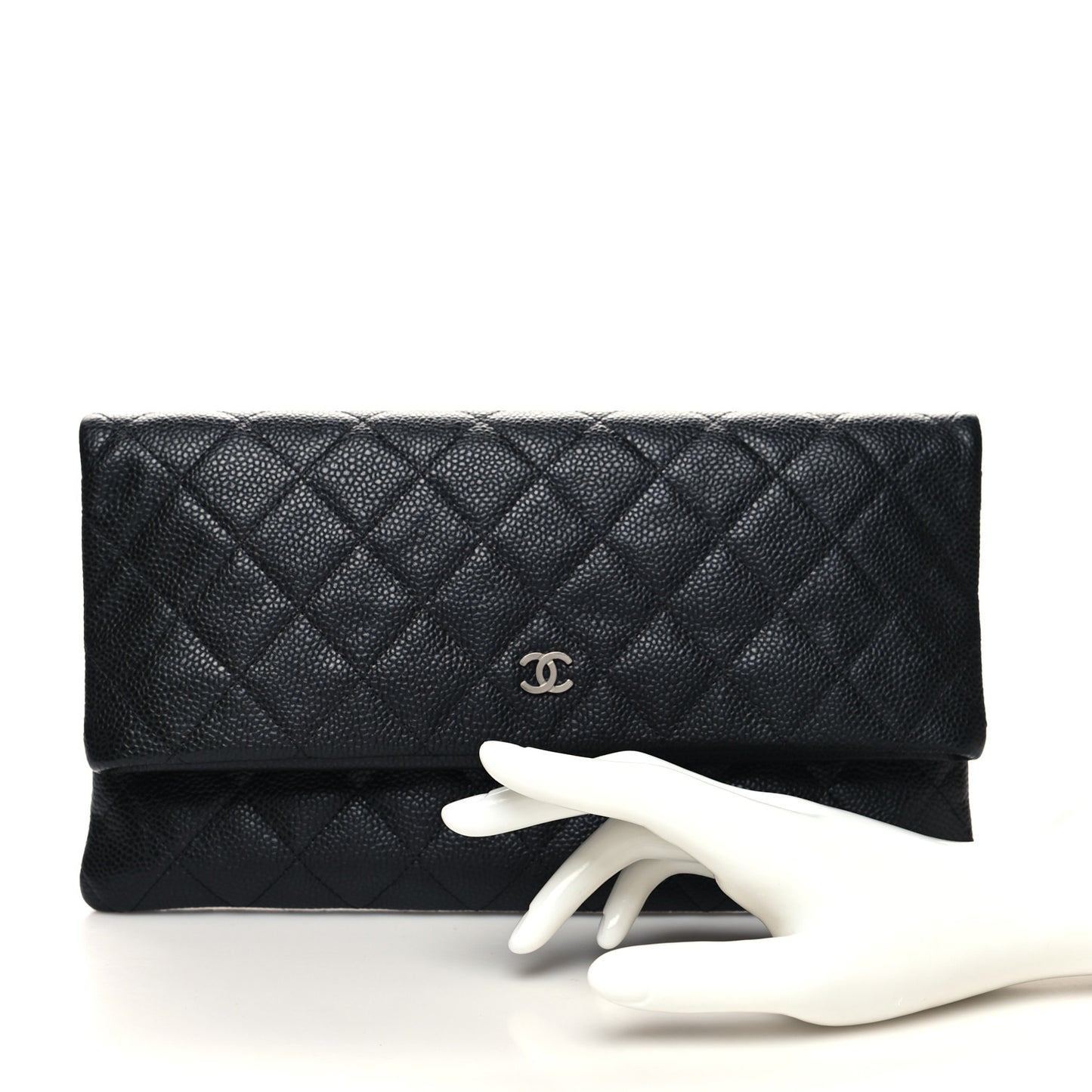 Caviar Quilted CC Beauty Clutch Black