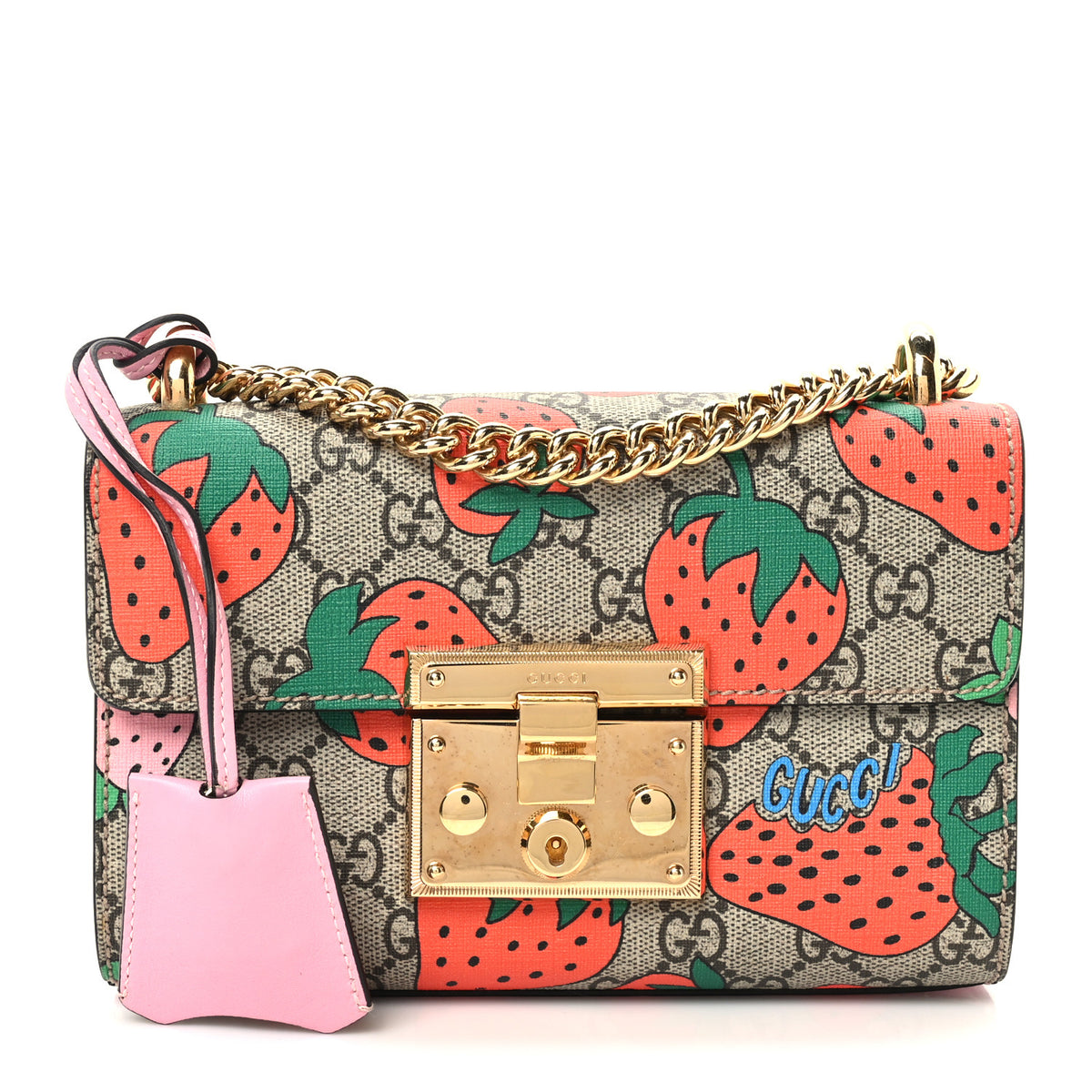 Gucci GG Supreme Monogram Strawberry Small Padlock Shoulder Bag 1 of 10