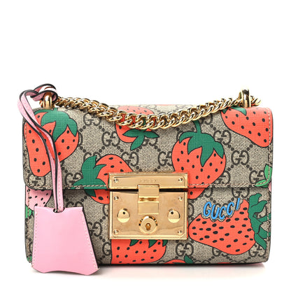 Gucci GG Supreme Monogram Strawberry Small Padlock Shoulder Bag 1 of 10