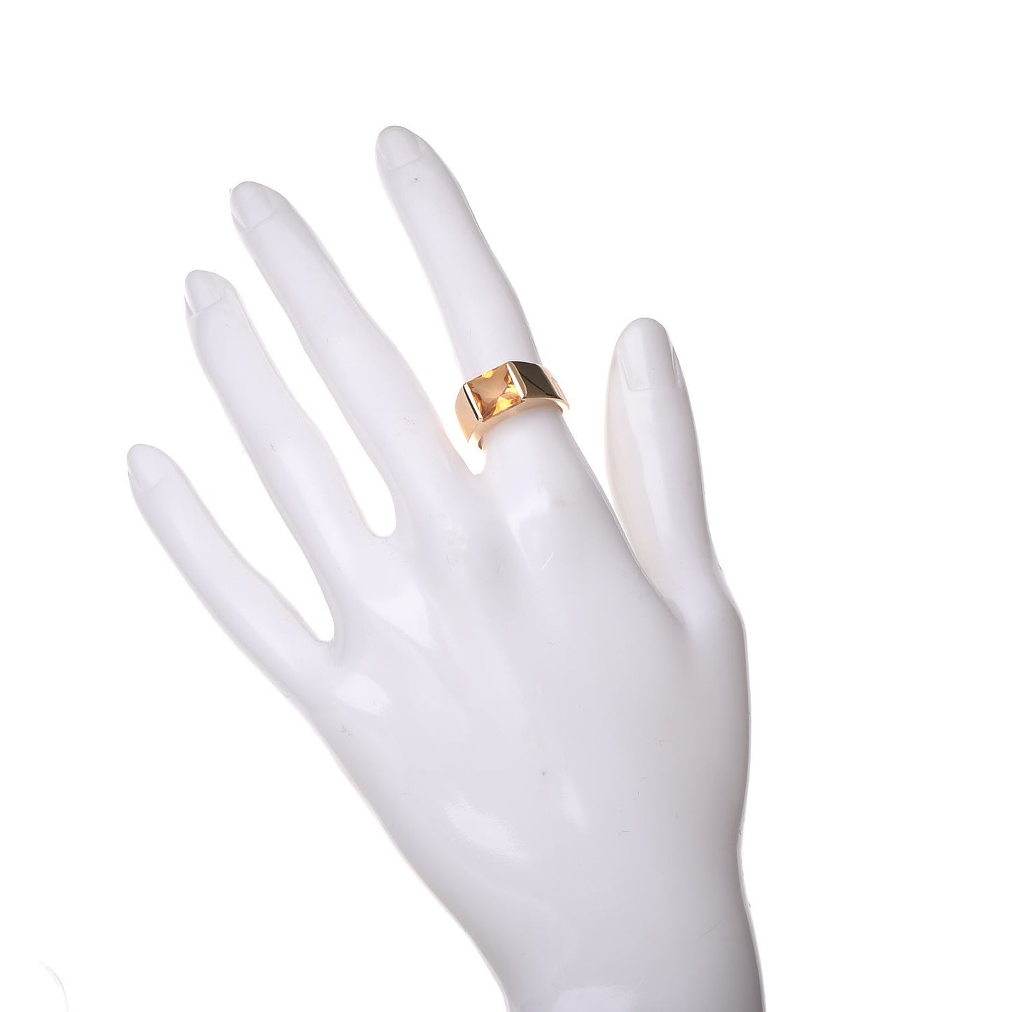 18K Yellow Gold Citrine Tank Ring 50 5.25