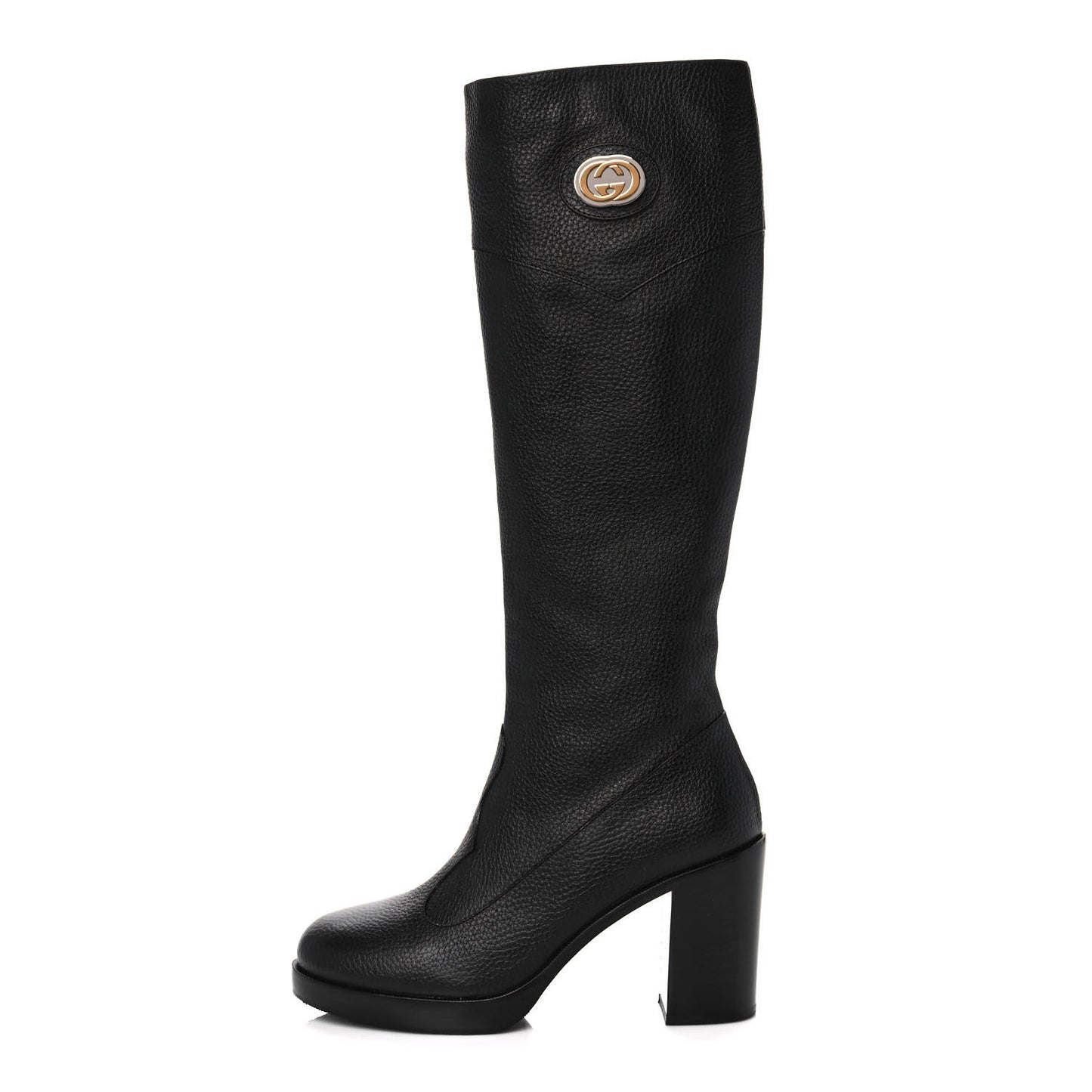 Austin Calfskin Interlocking G Knee High Boots 38.5 Black