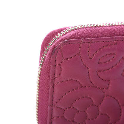 Chanel Lambskin Camellia Embossed Zip Coin Purse Fuchsia 10 of 12