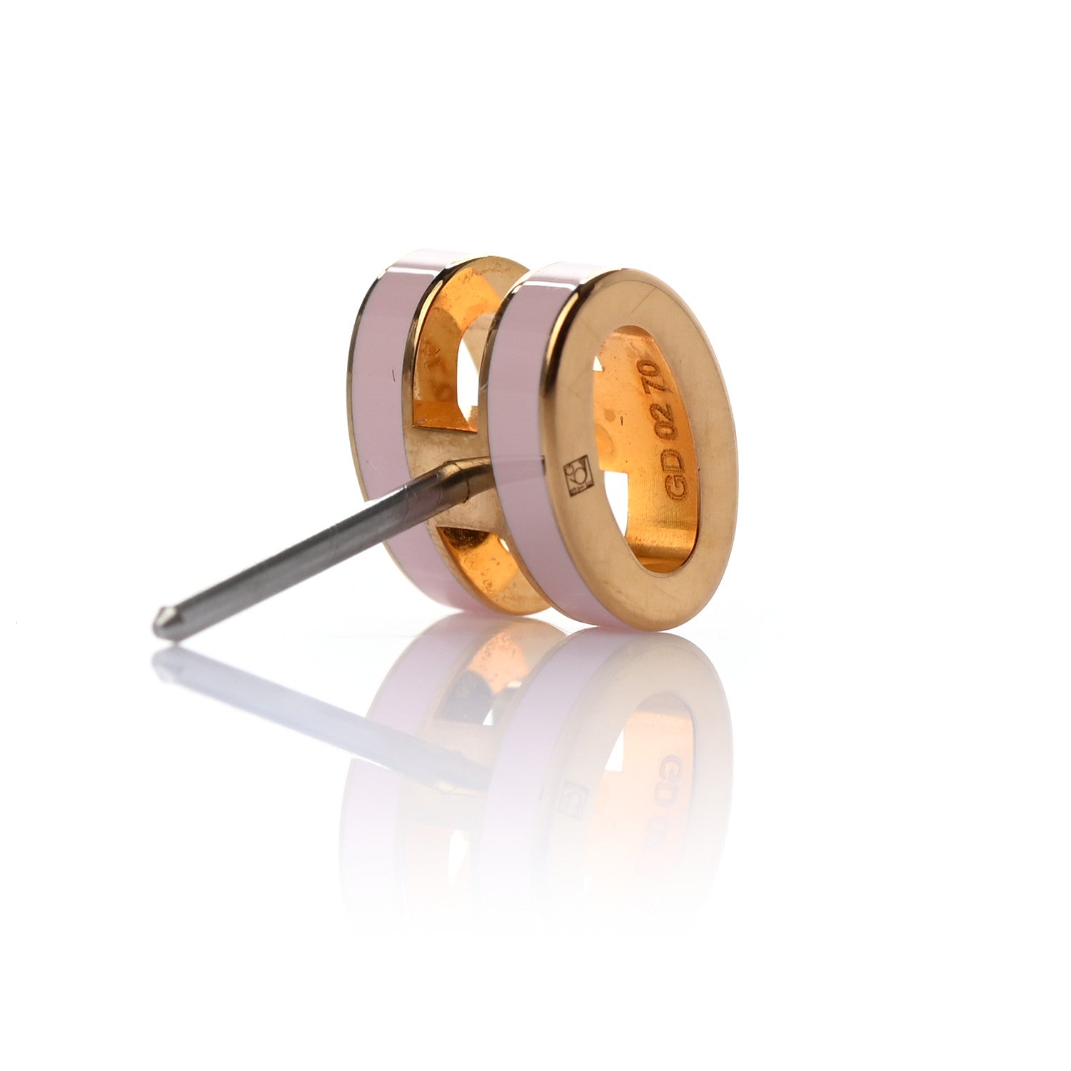 Hermes Gold Lacquered Mini Pop H Earrings Rose Dragee 4 of 4