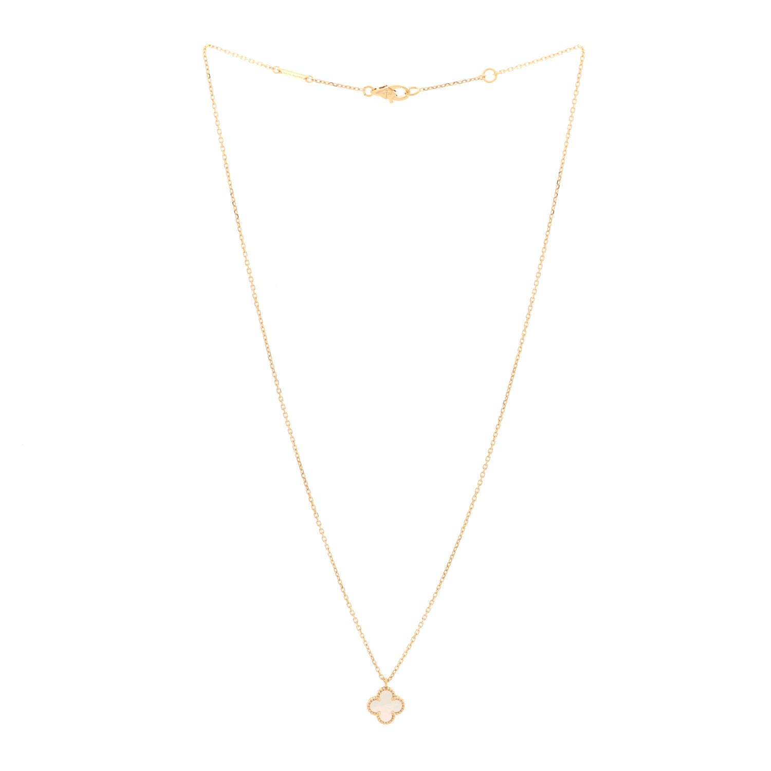 Van Cleef & Arpels 18K Yellow Gold Mother of Pearl Sweet Alhambra Pendant Necklace 3 of 5