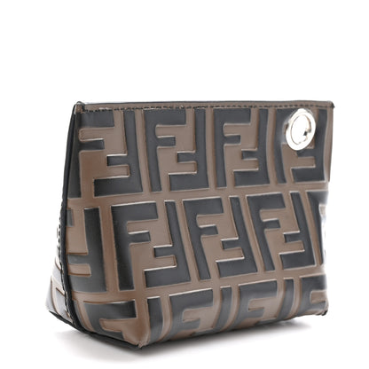 Fendi Calfskin FF 1974 Embossed Pyramid Pouch Maya Black 3 of 11