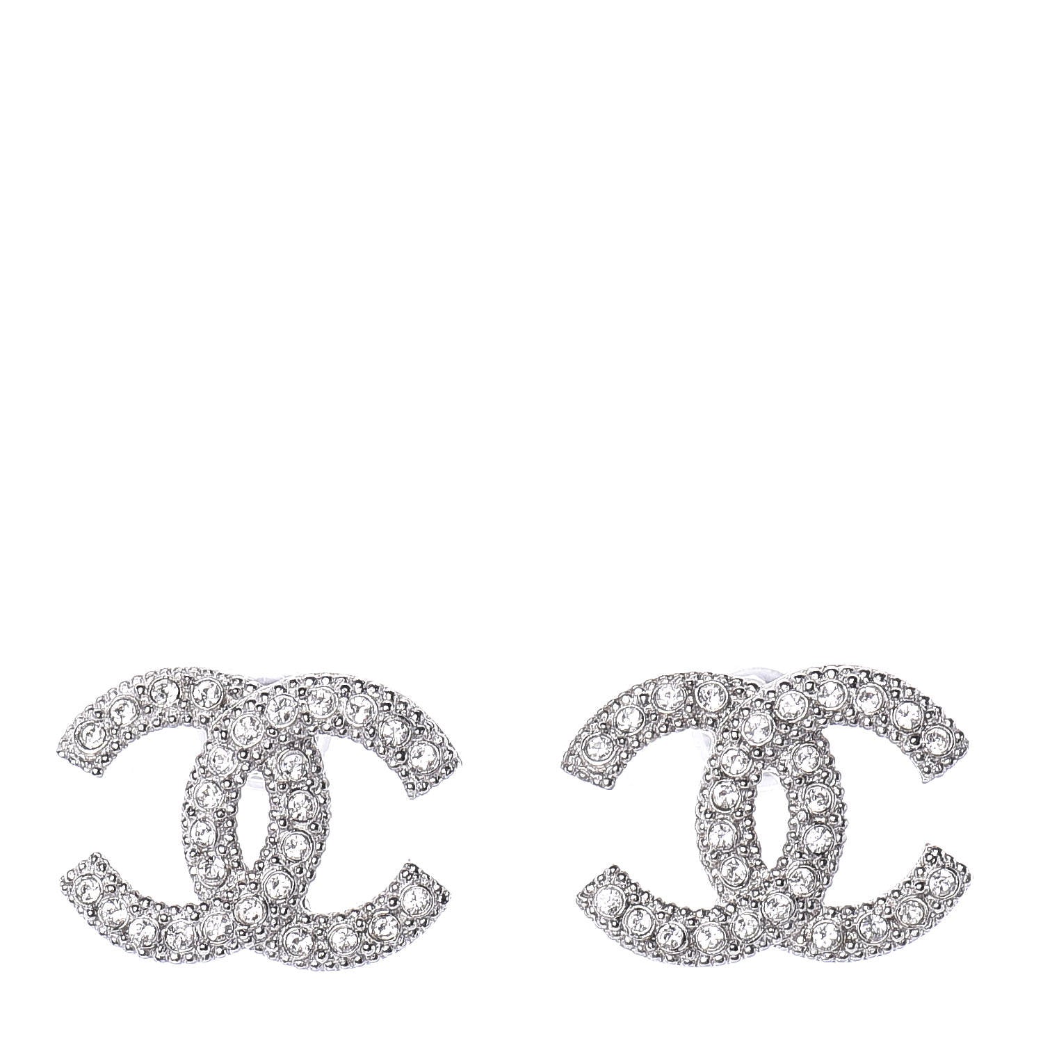 Chanel Crystal CC Coco Flapper Earrings Silver 1 of 5