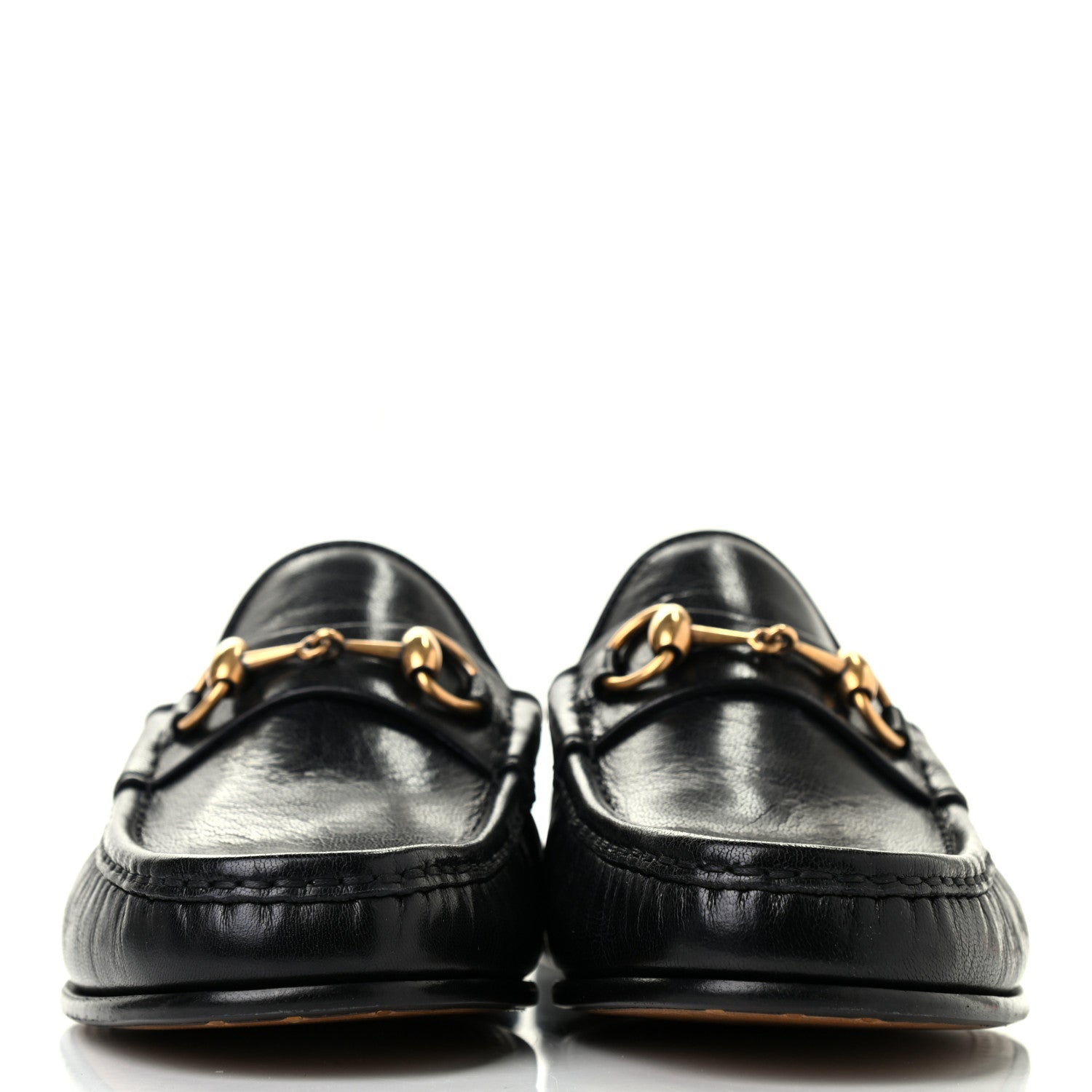 Gucci Goatskin Stripe Mens Horsebit Slingback Slippers 7 Black 2 of 8