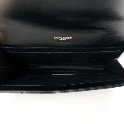 Saint Laurent Grain De Poudre Textured Mixed Matelasse Triquilt Monogram Clutch Black 5 of 8