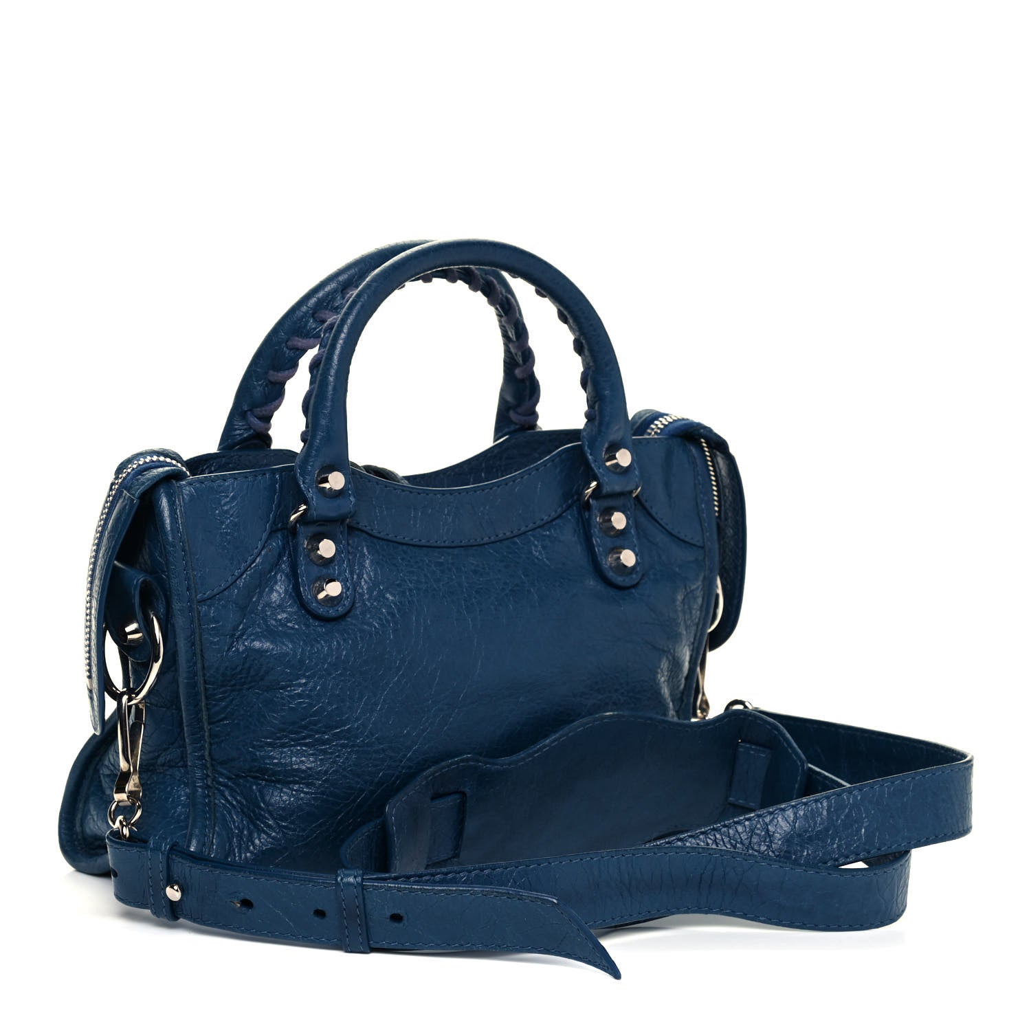 Balenciaga Agneau Classic Silver Hardware Mini City Bleu Profond 3 of 9