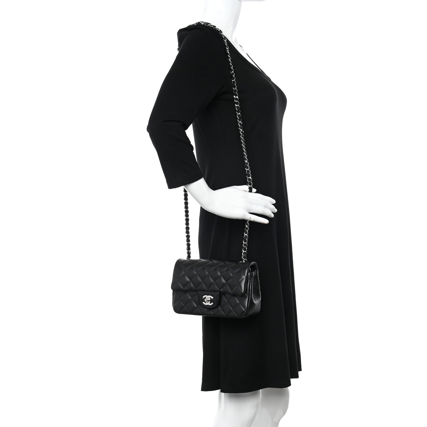Chanel Lambskin Quilted Mini Rectangular Flap Black 1 of 11