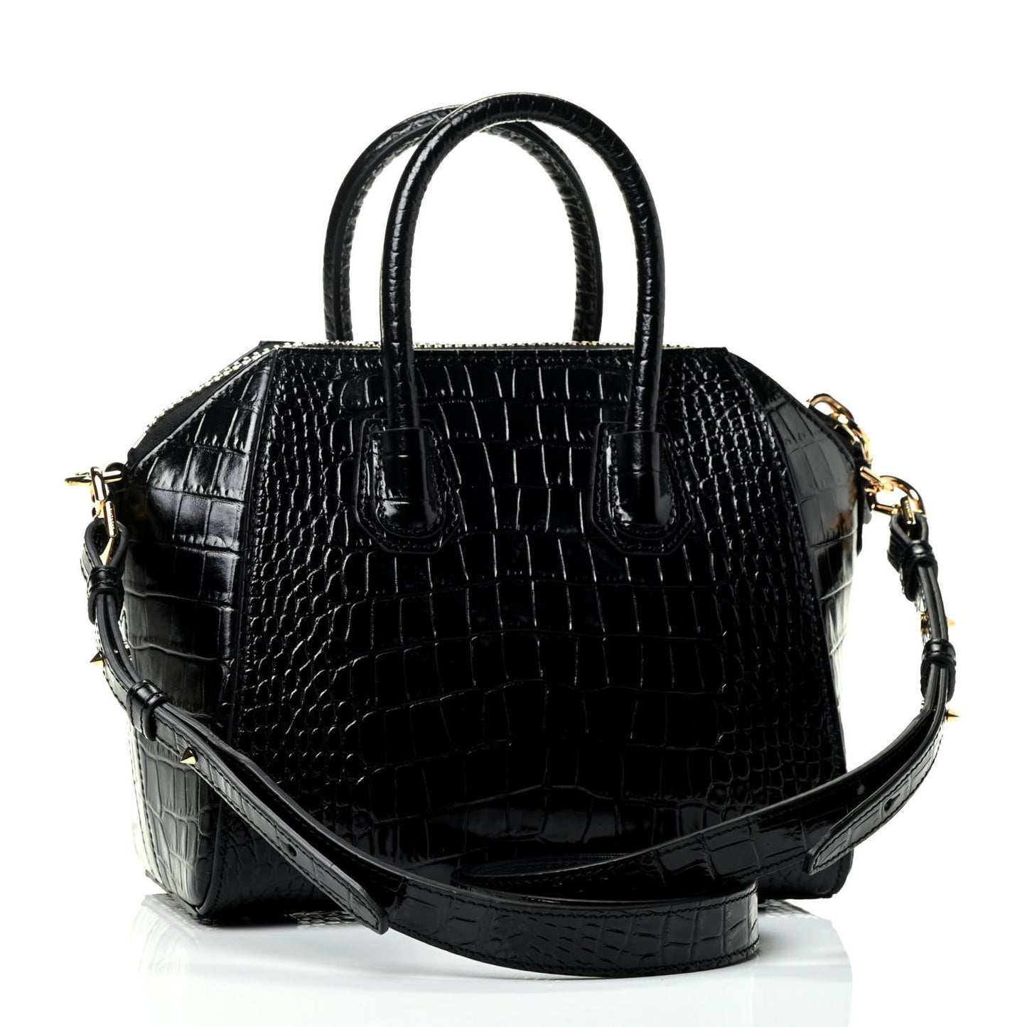 Calfskin Crocodile Embossed Mini Antigona Black