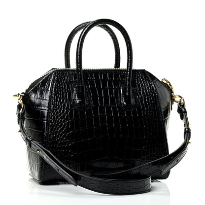 Givenchy Calfskin Crocodile Embossed Mini Antigona Black 4 of 13