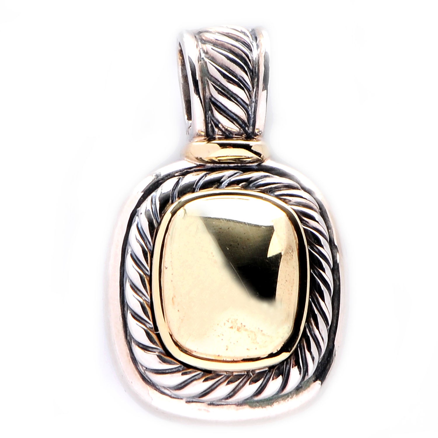 David Yurman Sterling Silver 14K Gold Dome 12mm Albion Enhancer Pendant 1 of 6