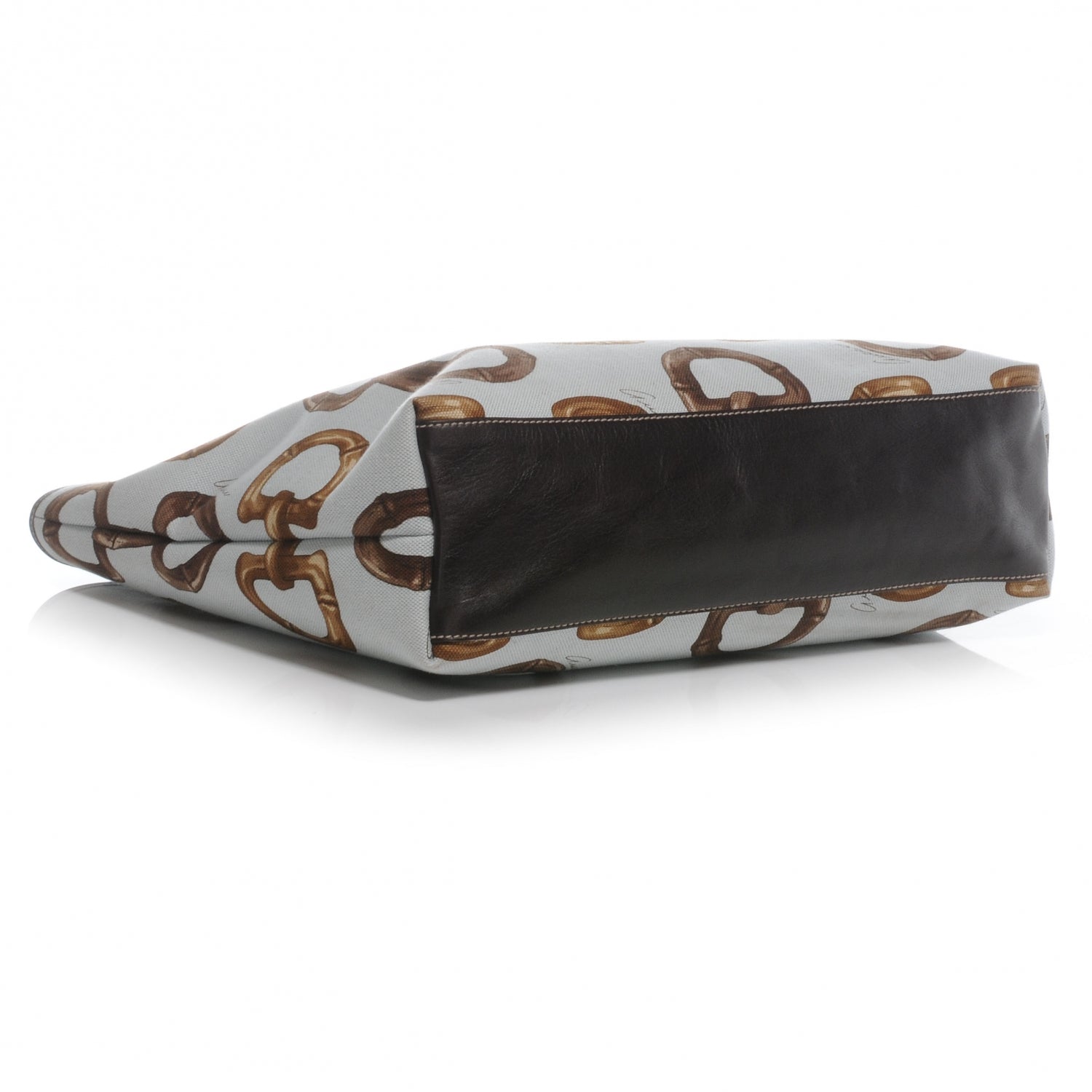 Gucci Canvas Bamboo Horsebit Print Tote Brown 4 of 7