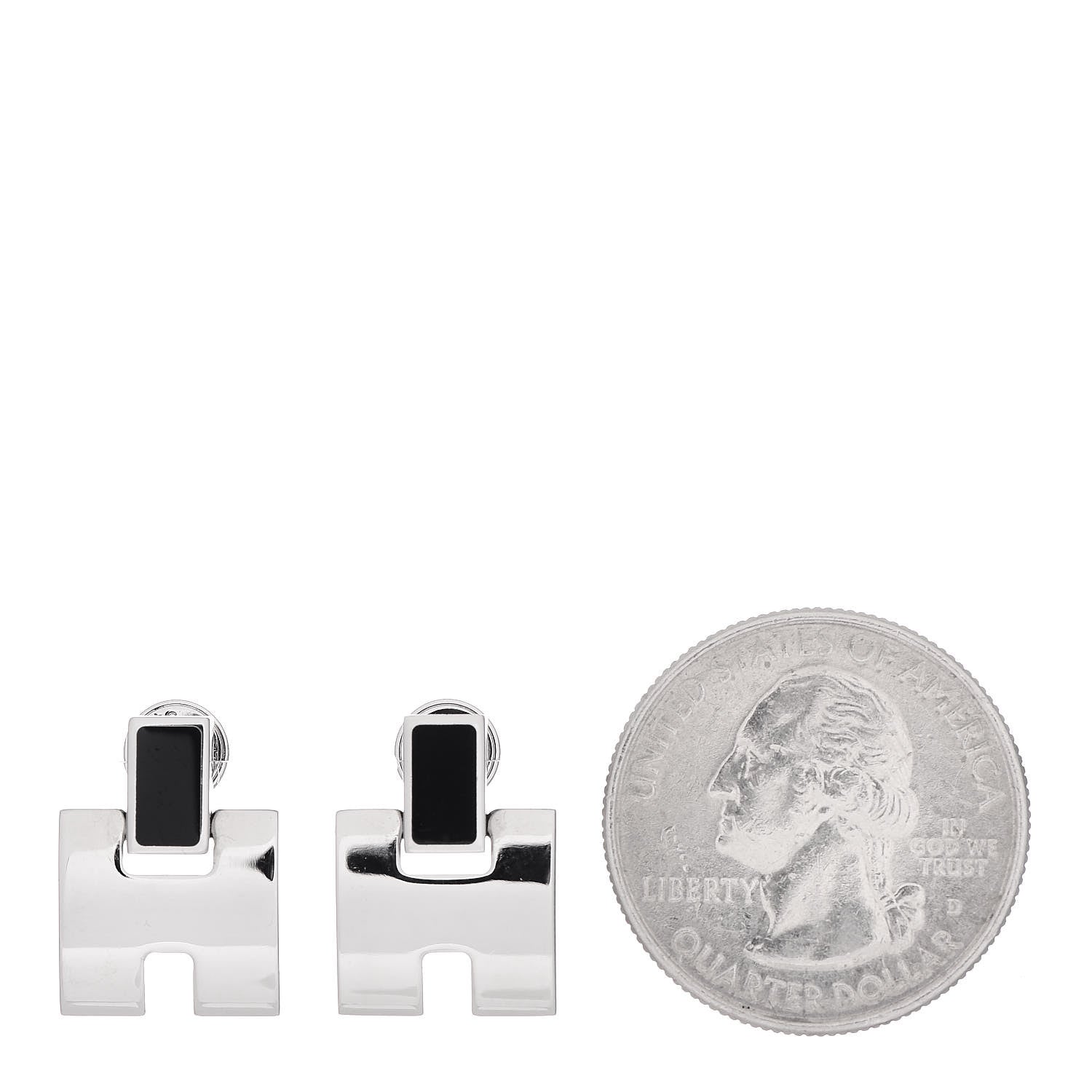 Hermes Palladium Lacquer Eileen Earrings Black 2 of 5