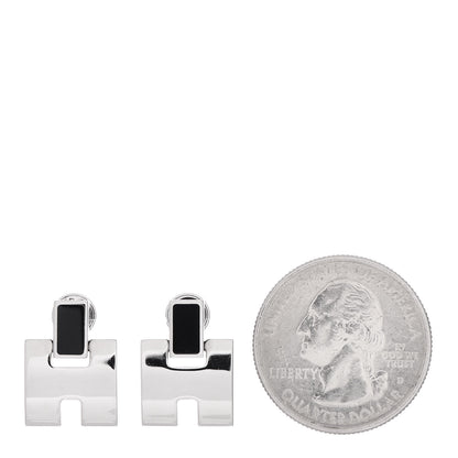 Hermes Palladium Lacquer Eileen Earrings Black 2 of 5