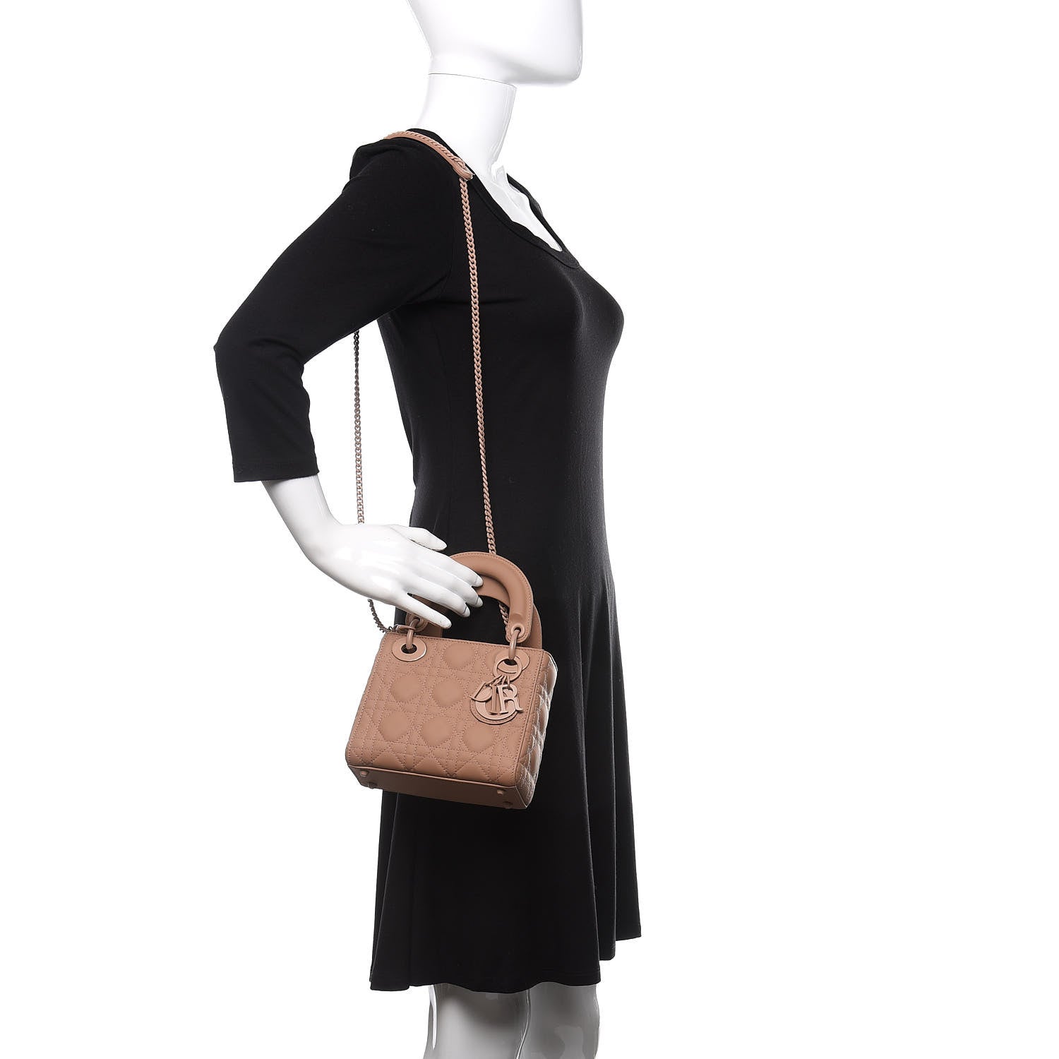 Christian Dior Ultra Matte Calfskin Cannage Mini Lady Dior Light Beige 2 of 10