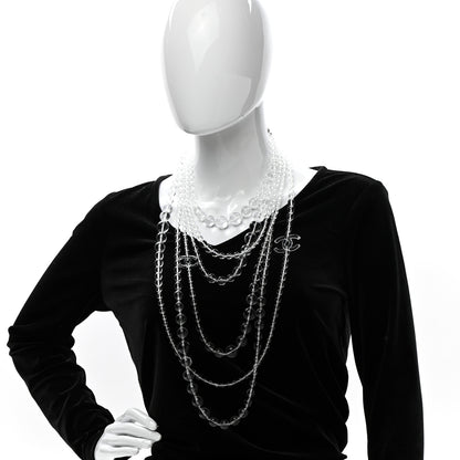 Chanel Crystal CC Multi Strand Long Chain Necklace Transparent 2 of 5
