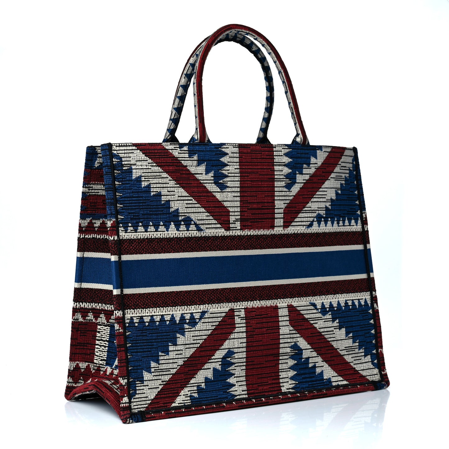 Canvas Embroidered Exclusive Union Jack Book Tote Blue Multicolor