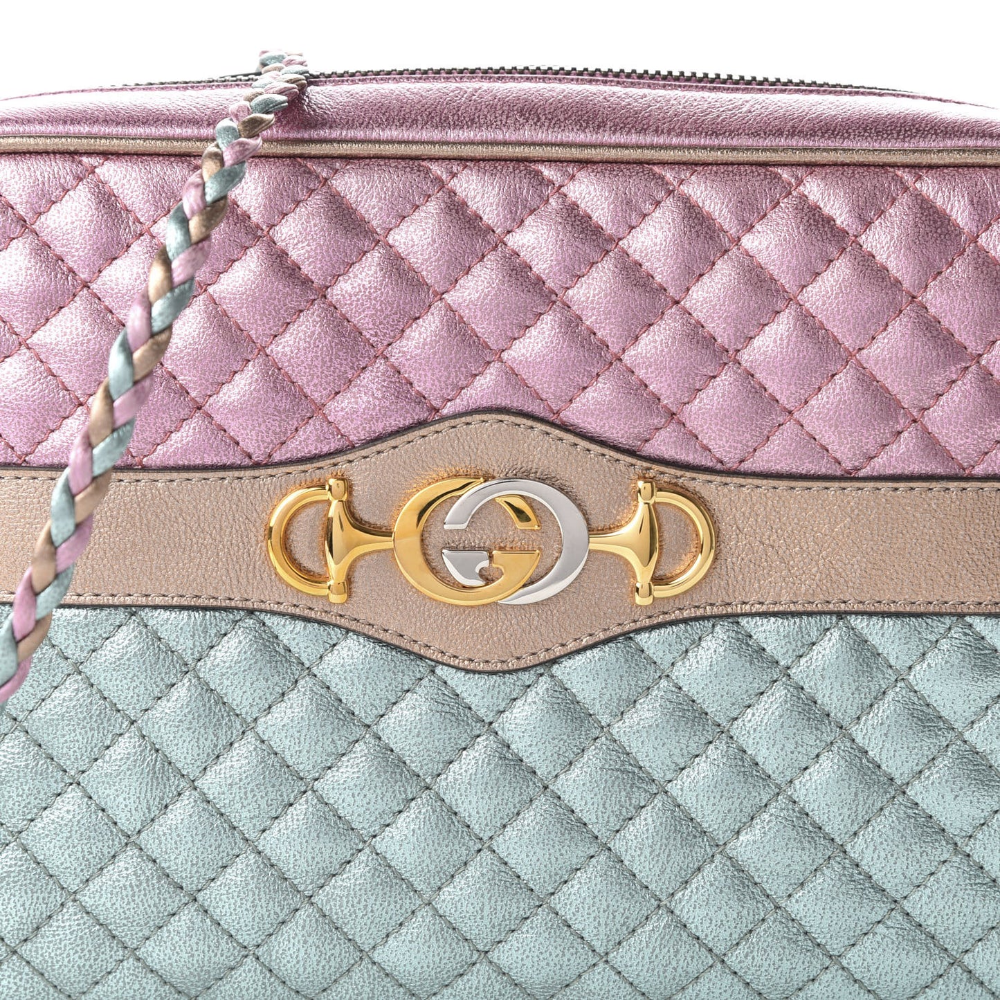Laminated Nappa Trapuntata Small Zumi Shoulder Bag Rosa Lago Rame