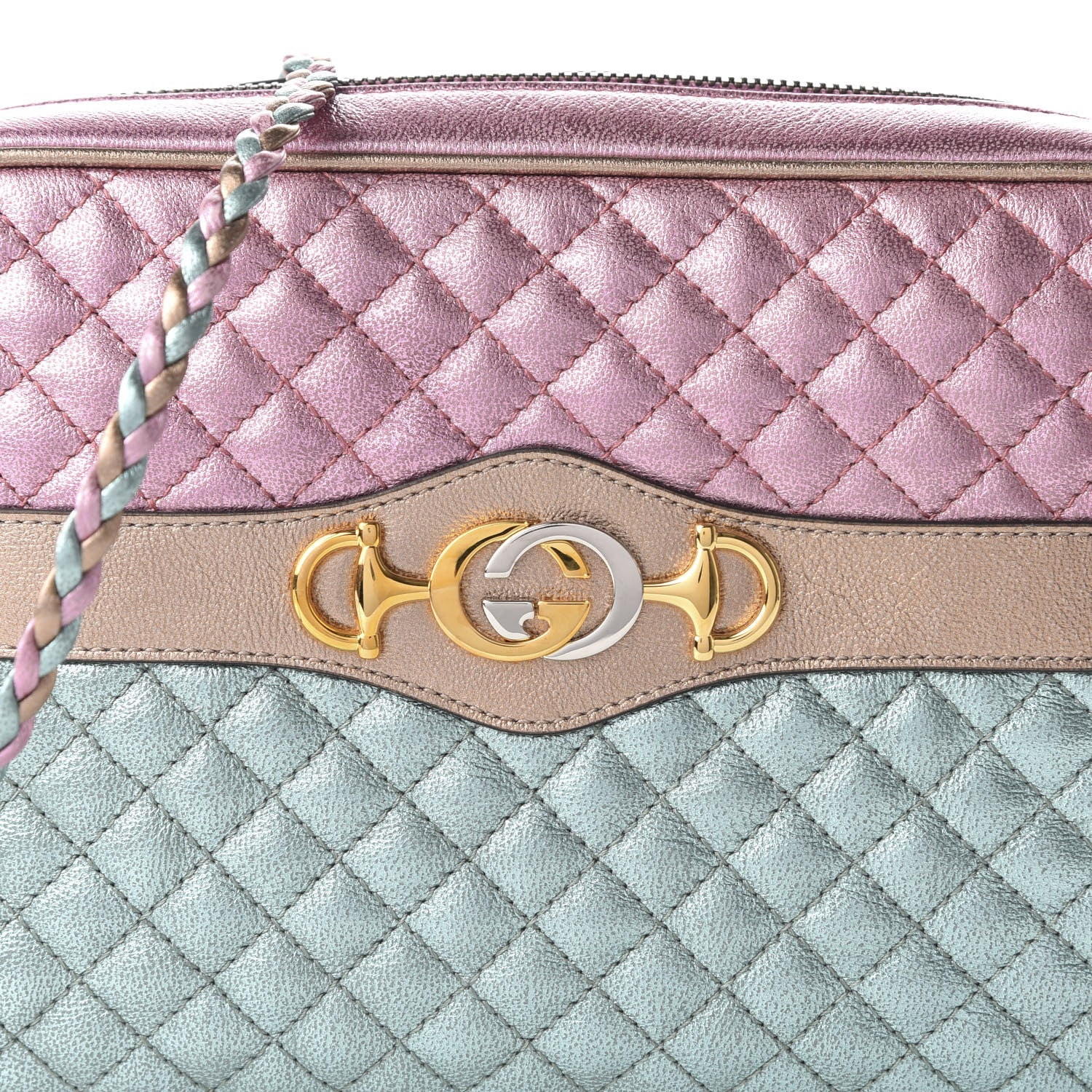 Gucci Laminated Nappa Trapuntata Small Zumi Shoulder Bag Rosa Lago Rame 11 of 11