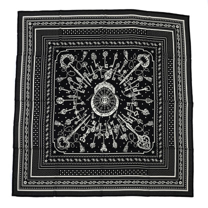 Hermes Cashmere Silk Les Cles Bandana Shawl 140 Black White 1 of 8