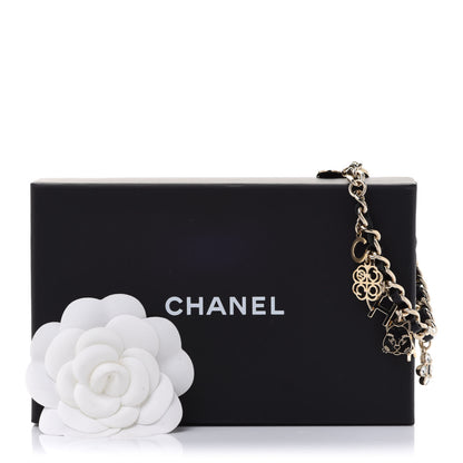 Chanel Metal Lambskin Crystal Chain CC Charms Bracelet Gold Black 7 of 7
