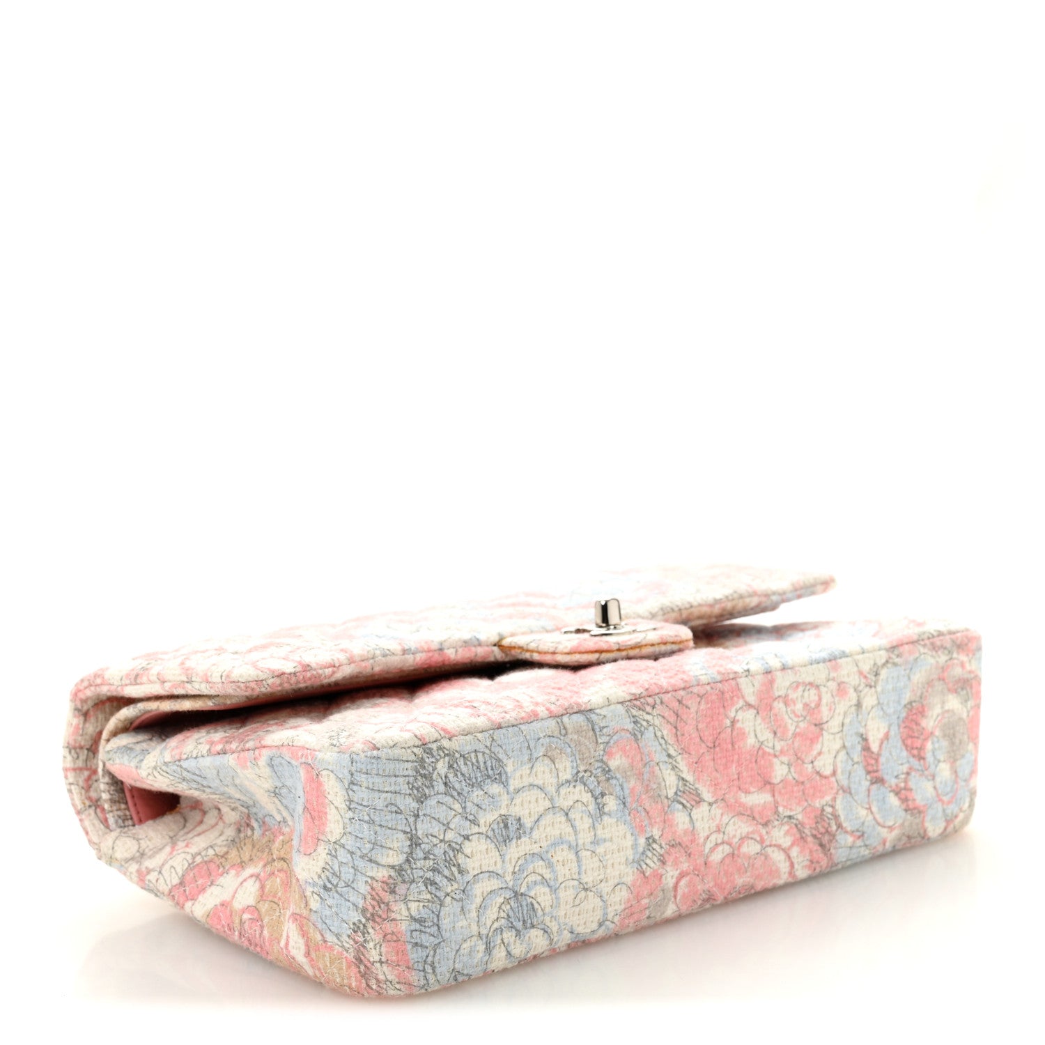 Chanel Tweed Quilted Camellia Medium Double Flap Ivory Multicolor 4 of 11