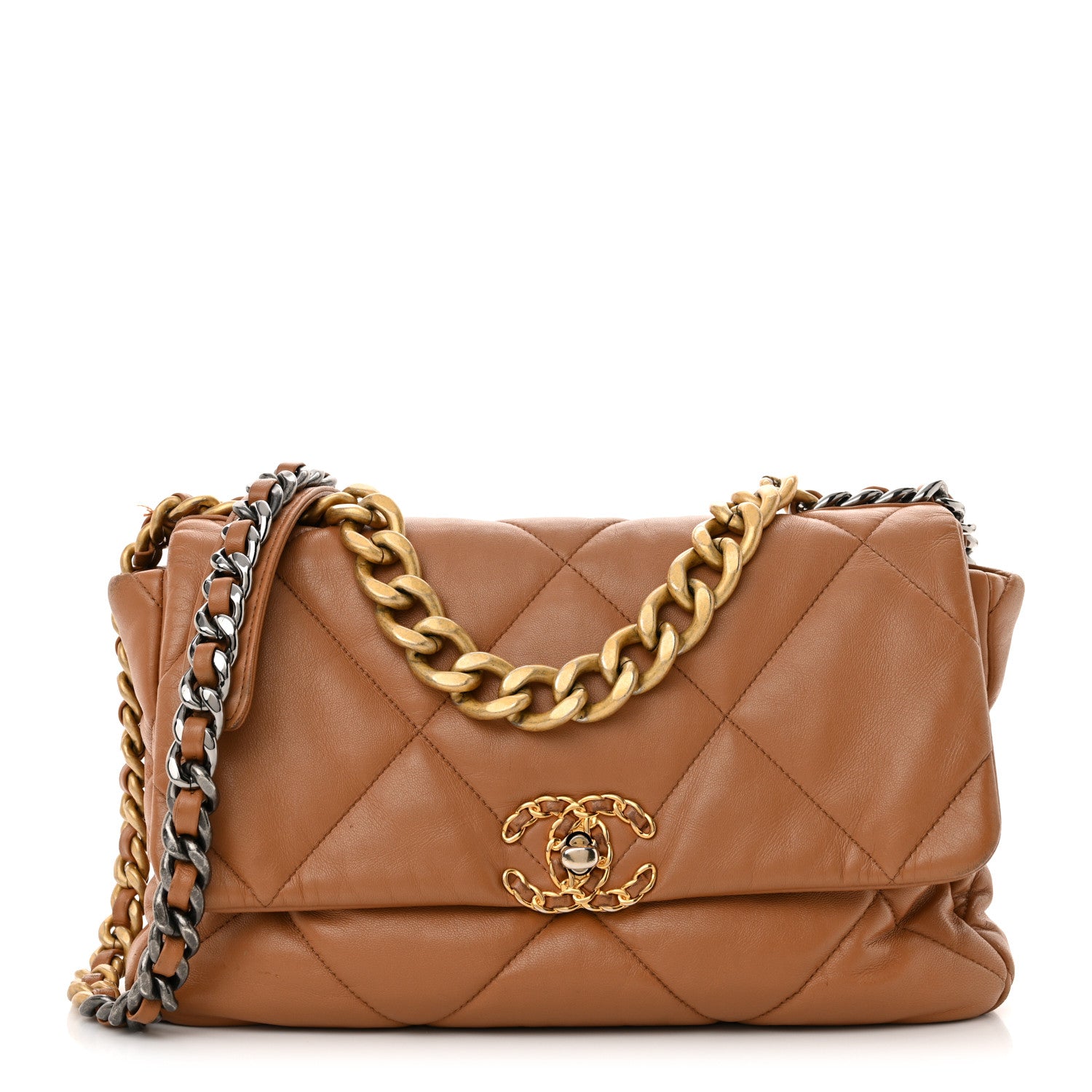 Chanel Lambskin Quilted Large Chanel 19 Flap Brown 1 of 17