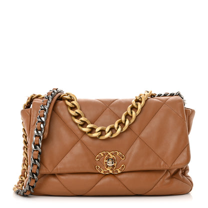 Chanel Lambskin Quilted Large Chanel 19 Flap Brown 1 of 17