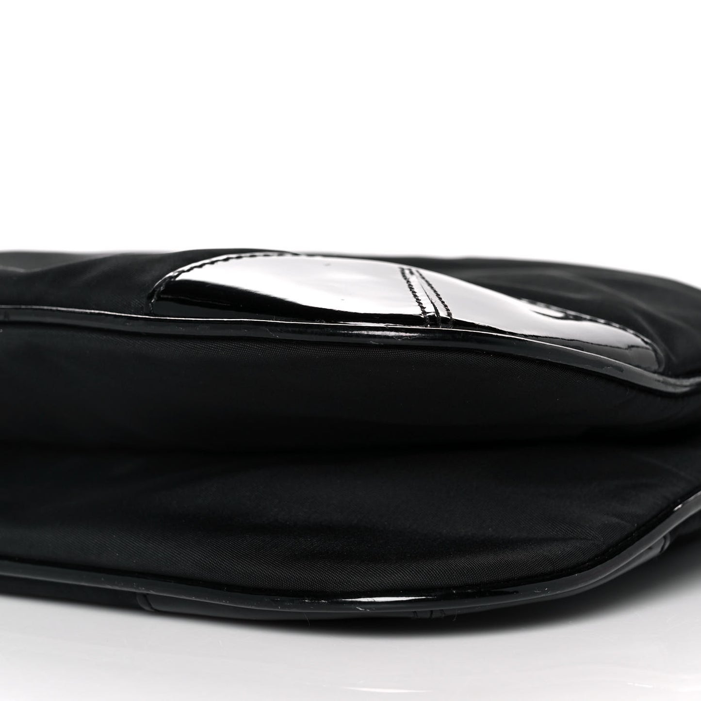 Tessuto Nylon Patent Flat Messenger Bag Black