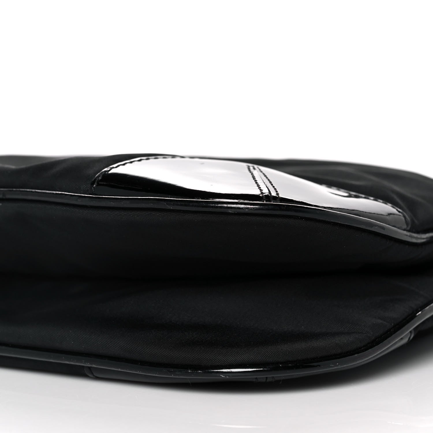 Prada Tessuto Nylon Patent Flat Messenger Bag Black 7 of 7