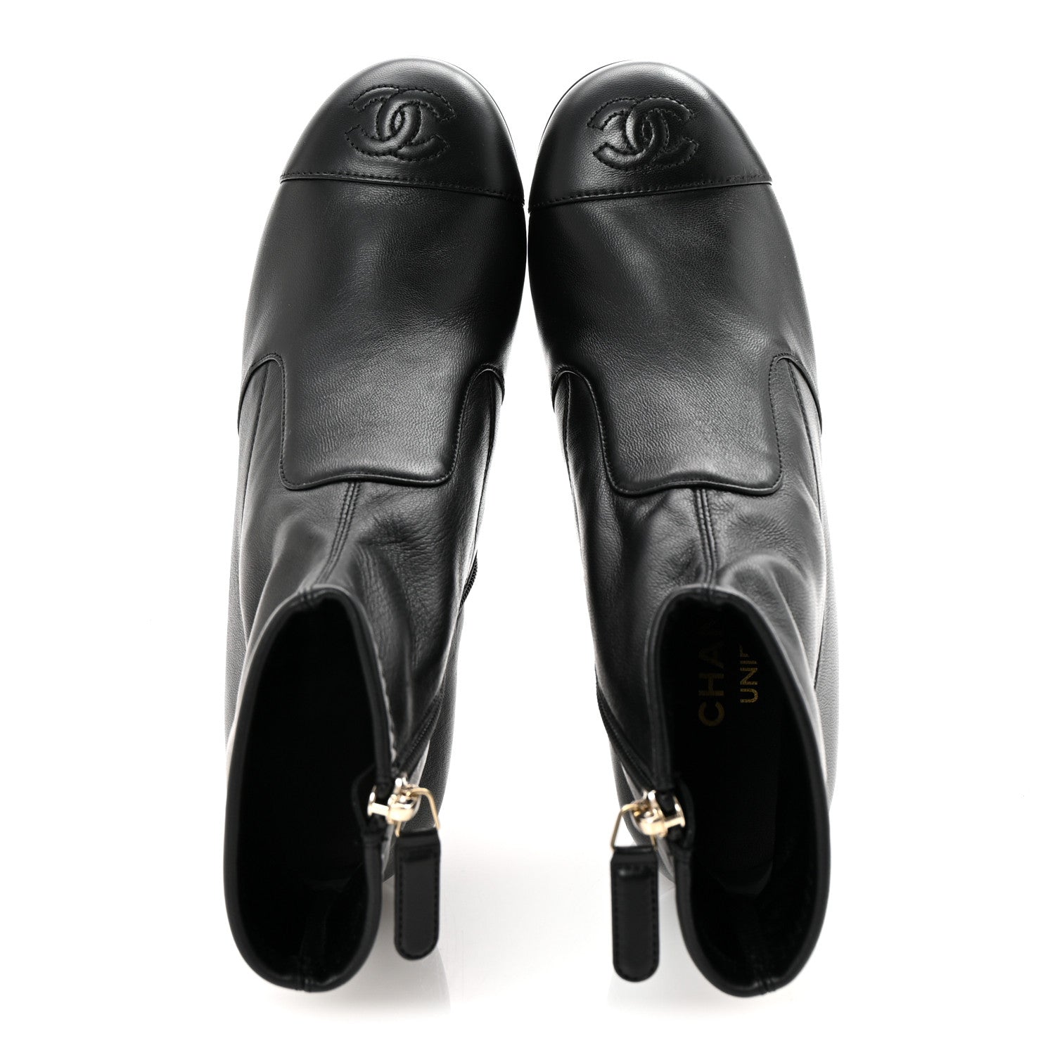 Chanel Stretch Lambskin Cap Toe CC Short Boots 35 Black 2 of 9