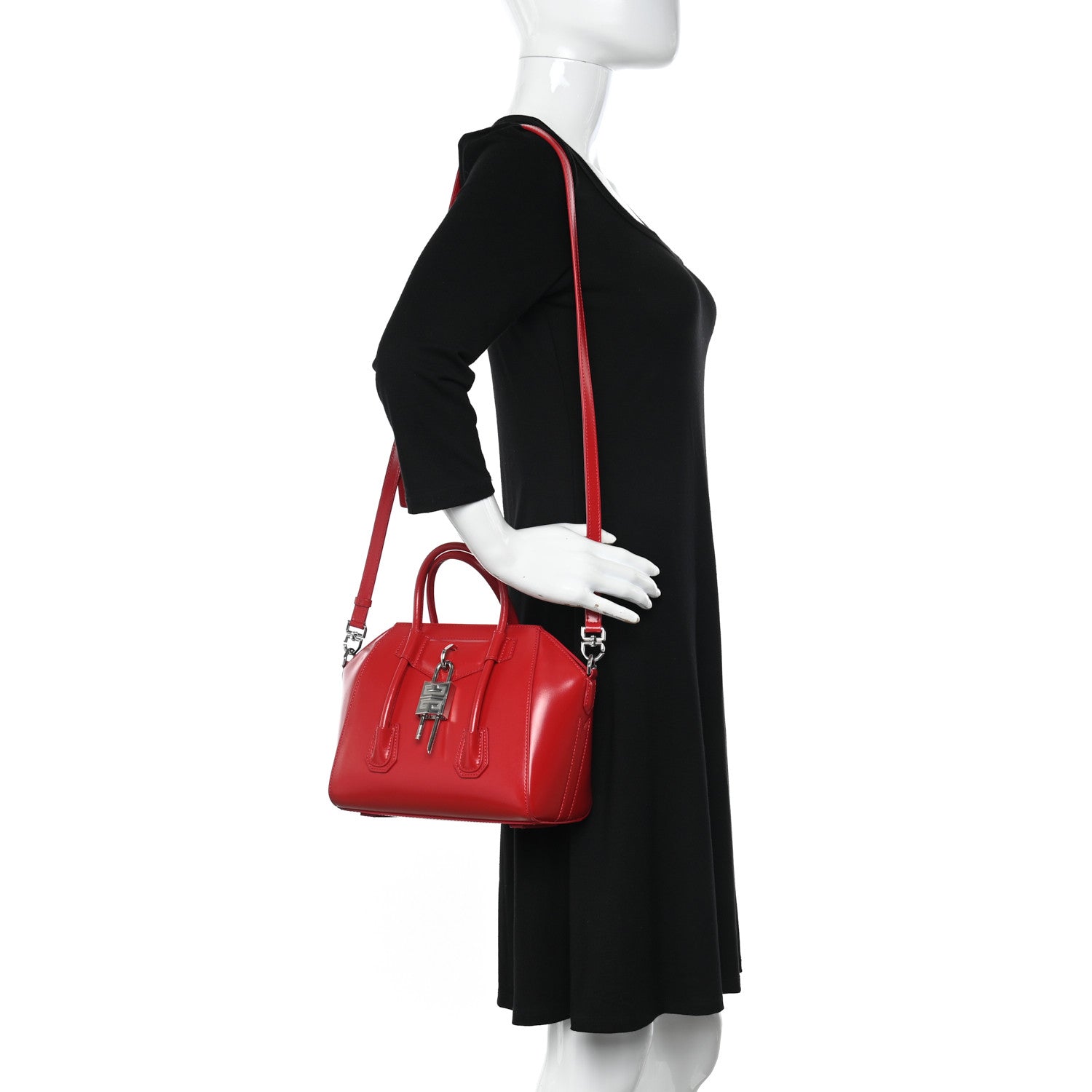Givenchy Box Calfskin Mini Lock Antigona Shoulder Bag Red 2 of 14