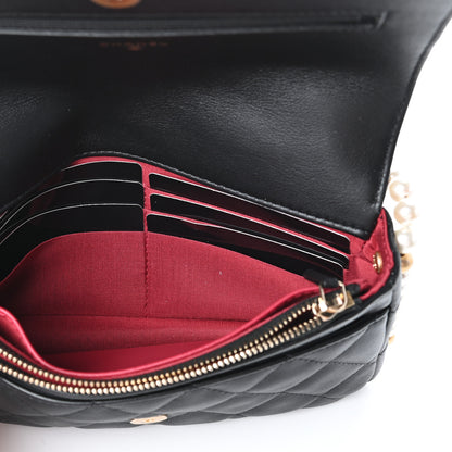 Chanel Calfskin Quilted Pearl Wallet On Chain WOC Black 5 of 8