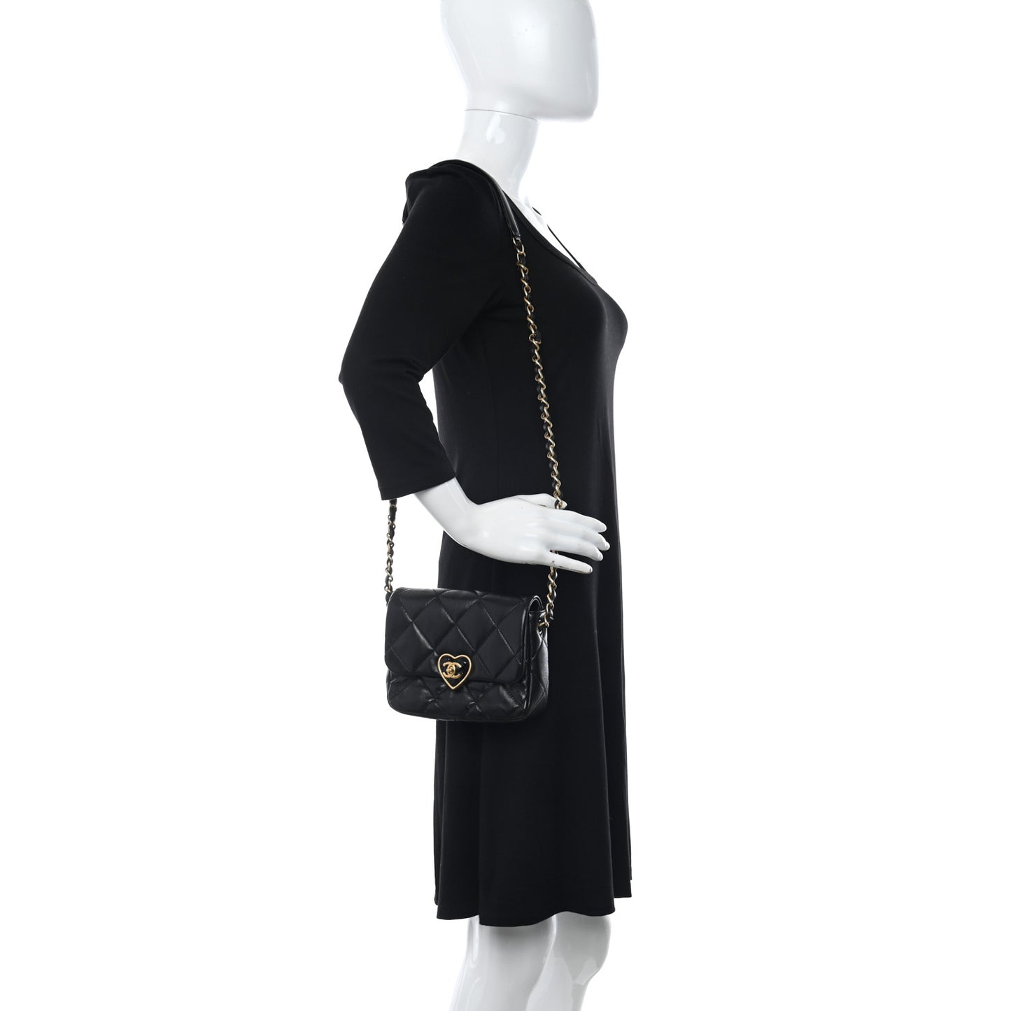 Lambskin Plexiglass Quilted Coco Love Mini Flap Black