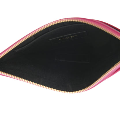 Saint Laurent Grain De Poudre Chevron Monogram Large Bill Pouch Fuxia Couture 5 of 8
