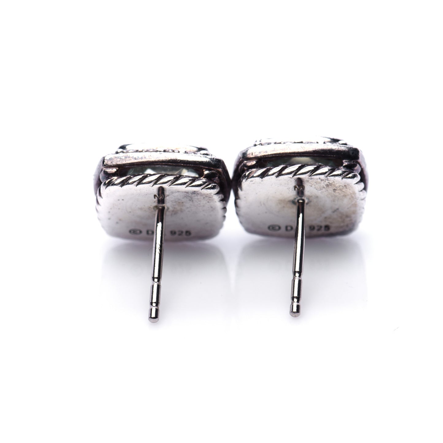 Sterling Silver Diamond Prasiolite 7mm Petite Albion Earrings