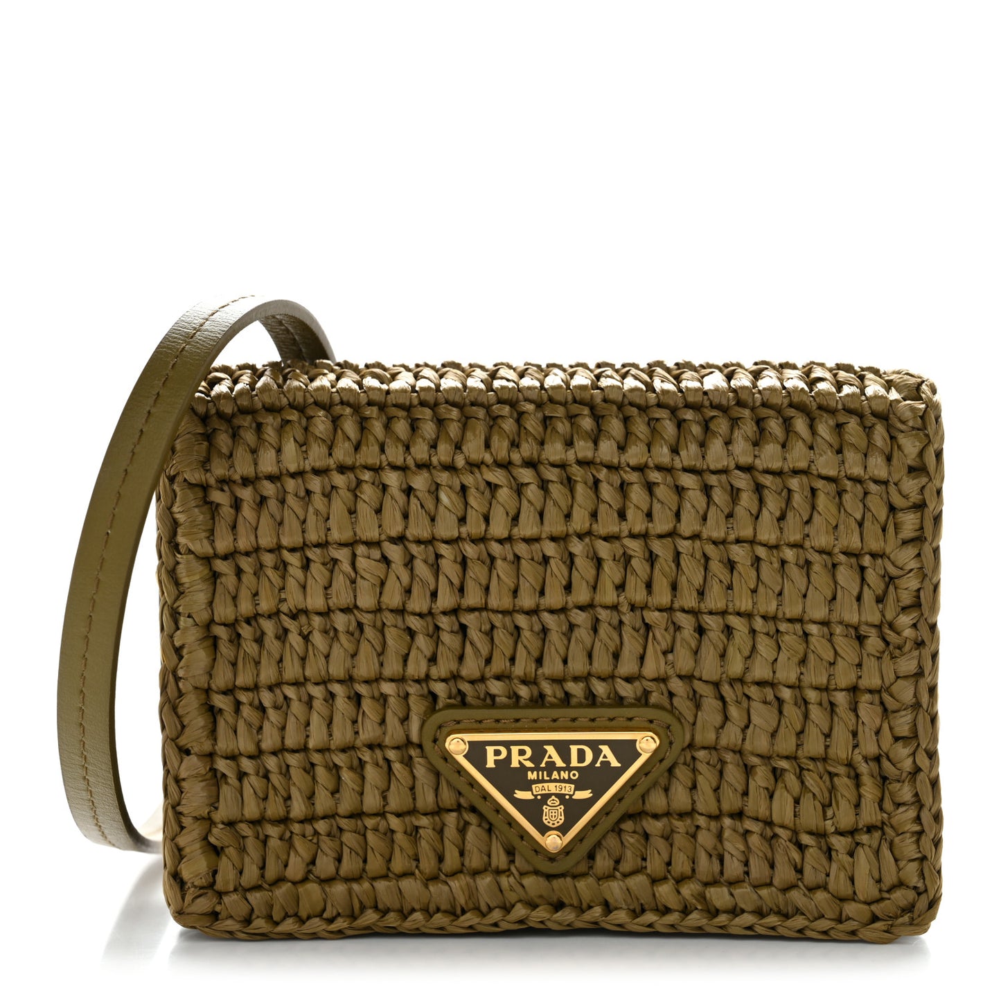 Raffia Effect Crochet Metal Triangle Logo Card Holder Oliva