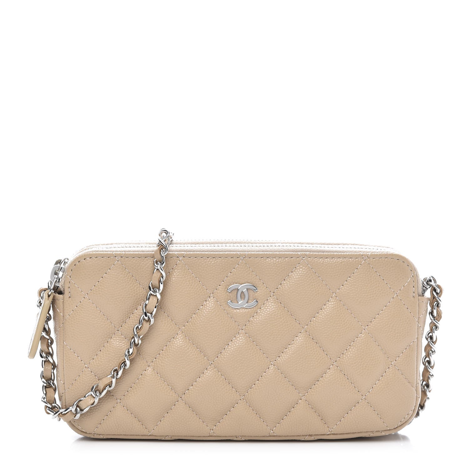 Chanel Caviar Quilted Small Clutch With Chain Beige 1 of 12