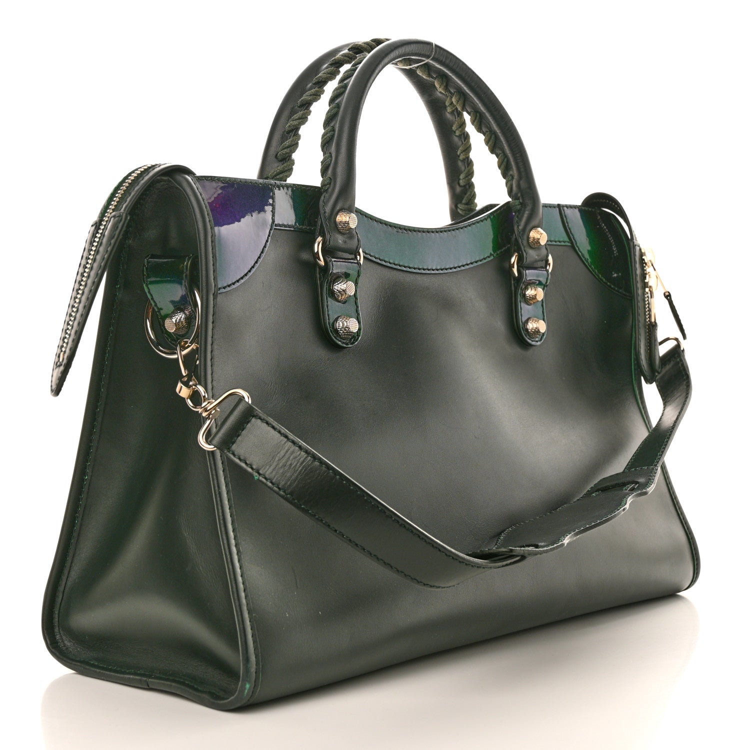 Balenciaga Smooth Calfskin Metallic Patent Giant 12 Silver Hardware City Vert Poker Fonce 4 of 13