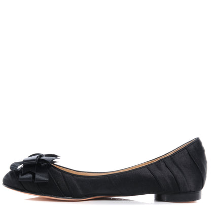 Chanel Satin CC Bow Flats 39 Black 1 of 5