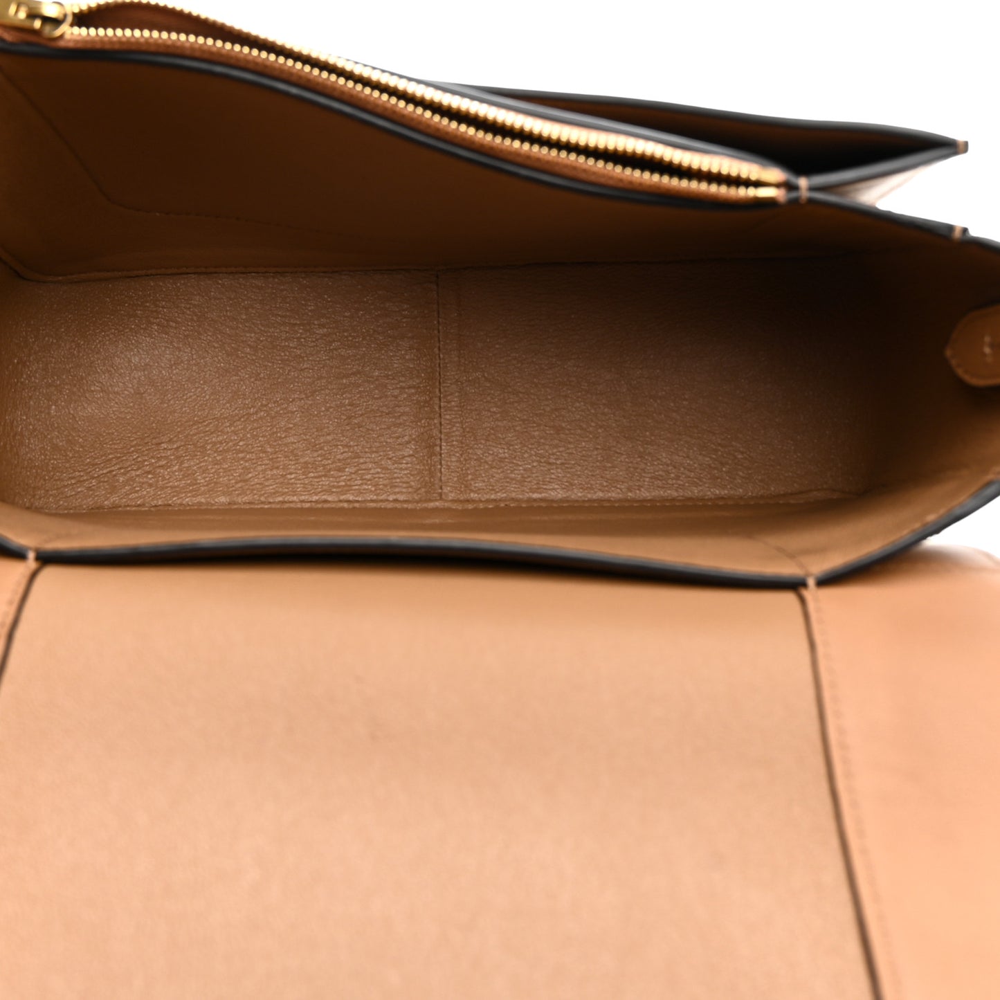 Shiny Smooth Calfskin Medium Frame Shoulder Bag Tan Optic White