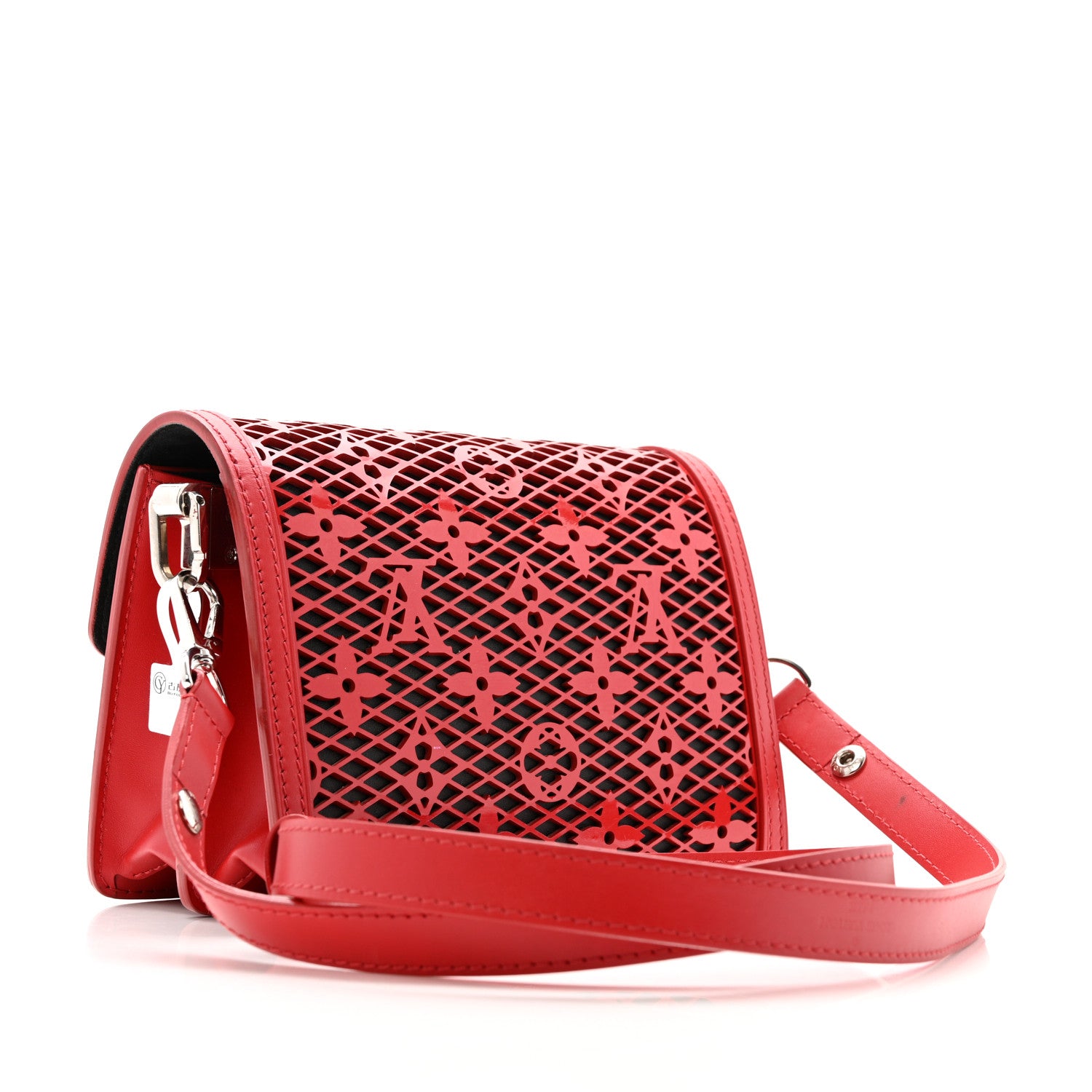 ノベルティバッグLOUIS VUITTON Louis Vuitton Patent Calfskin Monogram Lace Dauphine Mini Red